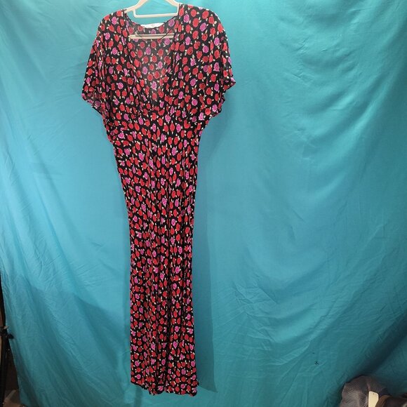 Zara Dresses & Skirts - Zara Womens Floral Maxi Dress Size XL Black Red Pink Made In Morocco